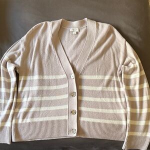 Elegant Beige Striped Cardigan